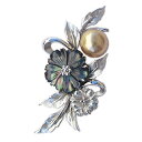 【只今10%OFF中!】パール ブローチ フォーマル コサージュ 花 フラワー 南洋白蝶真珠 ゴールデンパール 10mm 黒蝶貝 シルバー 送料無料 おすすめ プレゼント ギフト 夏アクセサリー ボーナス