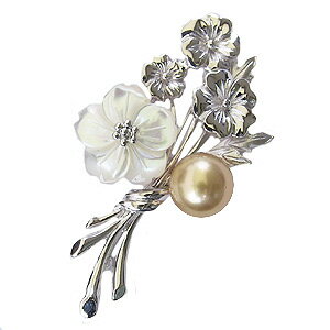【ポイント10倍】パール ブローチ 真珠 フォーマル 花 フラワー 3WAY ピンブローチ 南洋白蝶真珠 10mm 白蝶貝 シルバー 送料無料 人気 おすすめ プレゼント ギフト ジュエリー ブラックフライデー