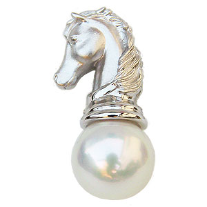 【ポイント10倍】ブローチ 午ブローチ 馬ブローチ パールブローチ 馬ピンブローチ 馬ピンズ ラペルピン 干支ブローチ 南洋パール 白馬 メンズ 男性用 メンズ...