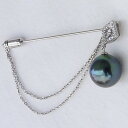 【10%OFF 12/3 20時より】ラペルピン メンズ 男性用 タヒチ黒蝶真珠 ピンブローチ ダイヤモンド パール 11mm k18 18金 18k ホワイト...