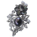 【10%OFF 7/12 9:59まで】パール ブローチ パールブローチ ブローチ フォーマル 花 真珠パール 兼 ペンダント タヒチ黒蝶真珠 グリーン系 直径...