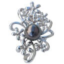 【10%OFF 7/12 9:59まで】パール ブローチ パールブローチ ブローチ フォーマル 花 パール ペンダントブローチ 真珠 ブラックパール タヒチ黒蝶...