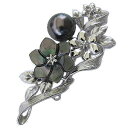 【10%OFF 7/12 9:59まで】パール ブローチ パールブローチ ブローチ フォーマル 花 パール 真珠 2WAY ピンブローチ ブラックパール タヒチ...