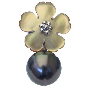 【ポイント10倍】パール ブローチ パールブローチ ブローチ フォーマル 花 ラペルピン メンズ 真珠パール 黒真珠 シルバー メンズ 黄蝶貝 送料無料 アンテ...