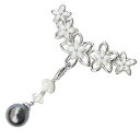 【10%OFF 7/12 9:59まで】パール ブローチ フォーマル ペンダント兼用 2way タヒチ黒蝶真珠 10mm 黒真珠 ブラックパール 白蝶貝 花 送...