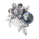 【10%OFF 7/12 9:59まで】パール ブローチ フォーマル ラペルピン ピンブローチ ピンズ ピンバッチ タヒチ黒蝶真珠 8mm 白蝶貝 黒蝶貝 花 ...