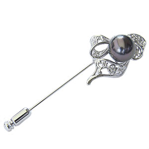 【ポイント10倍】パール ブローチ パールブローチ ブローチ フォーマル ブローチ アンティーク調 ラペルピン メンズ 真珠パール 黒真珠 シルバー メンズ 送...