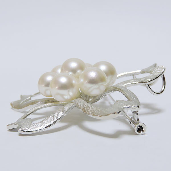 パール ブローチ パールブローチ フォーマル ブローチ パール 花 桜の花 モチーフ チェリーブロッサム 複数珠 マルチプル あこや本真珠 SVシルバー レディース アンティーク調 アクセサリー 人気 母の日 プレゼント ギフト プレゼント