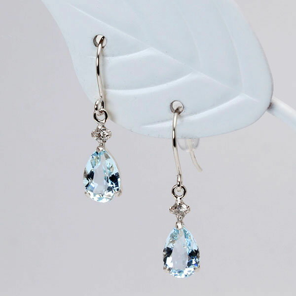 アクアマリン ピアス フックピアス プラチナ pt900 ダイヤモンド 3月誕生石 送料無料 カジュアル 普段使い メンズ レディース 男性用 プレゼント ギフト ジュエリー 卒業 入学 ホワイトデー