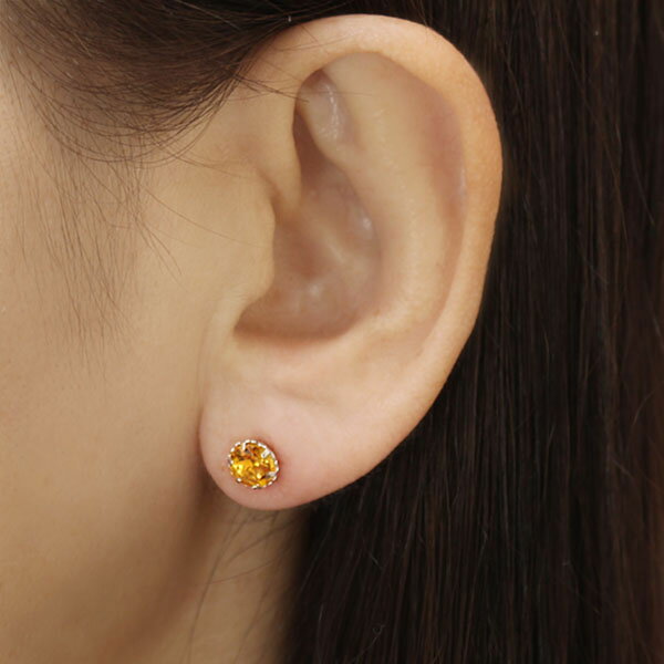 【ポイント10倍中】シトリン ピアス スタッド プラチナ pt900 11月誕生石 6本爪 送料無料 カジュアル 普段使い メンズ 男性用 新生活 就職祝い 母の日 プレゼント ギフト