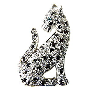 【ポイント10倍】メンズダイヤモンド ブラックダイヤモンド ブルーダイヤモンド 豹モチーフ 男性用ブローチ ラペルピン タイニーピン ピンブローチ パンサー ジ...