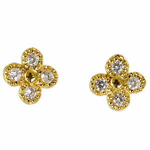 【8/31 23:59まで ポイント10倍！】ダイヤモンド ピアス スタッドピアス ダイヤピアス k18 18k 18金 イエローゴールド 花 フラワー ダイヤモンド0.08ct ピアス 送料無料 普段使い レディース ユニセックス ジェンダーレス プレゼント ギフト 自分買い