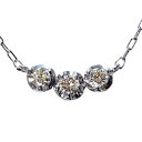 【只今 ポイント10倍中!】ダイヤモンド ネックレス スリーストーン ダイヤ 0.10ct k18 18k 18金 ホワイトゴールド シンプル ジェンダーレス ...