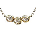 【只今 ポイント10倍中!】ダイヤモンド ネックレス スリーストーン ダイヤ 0.10ct k18 18k 18金 イエローゴールド シンプル ジェンダーレス ...