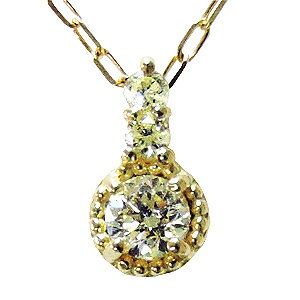 【決算セール ポイント10倍】ダイヤモンド ネックレス ダイヤモンドネックレス スリーストーン ダイヤ 0.08ct 18金 k18 18k イエローゴールド ...