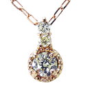 【只今 ポイント10倍中!】ダイヤモンド ネックレス ダイヤモンドネックレス スリーストーン ダイヤ 0.08ct k18 18k 18金 ピンクゴールド チェ...