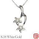 【ポイント10倍】ダイヤモンド ネックレス ダイヤネックレス スター 星 流れ星 ダイヤ ペンダントトップ k18 18k 18金 ホワイトゴールド 男女兼用 ...