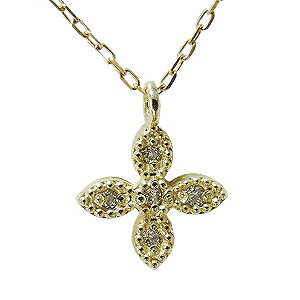 クロス 【スーパーSALE ポイント10倍】クロスペンダントネックレス ダイヤモンドペンダントネックレス ダイヤモンド 0.02ct 18金 ゴールド k18 ネックレス チェーン付 十字架 クロスモチーフ 送料無料 おすすめ 父の日 プレゼント ギフト 自分買い