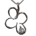 【只今 ポイント10倍中!】ネックレス クローバー ダイヤモンドネックレス 0.03ct ホワイトゴールド k18 18k 18金 チェーン付 ペンダント メン...