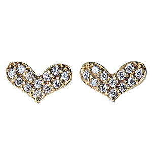 【ポイント10倍】ハートピアス ダイヤモンド ピアス ダイヤ ピアス k18 18k 18金 イエローゴールド ピ..