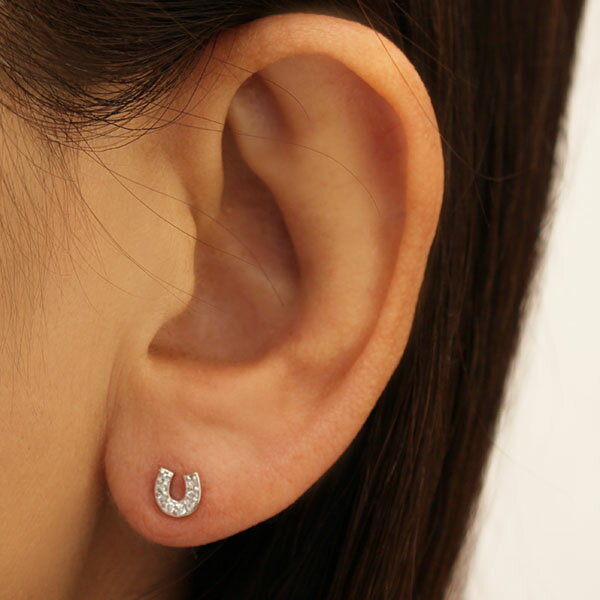 ピアス、ダイヤモンドピアス、ダイヤピアス、ダイヤモンド、ダイヤ、ダイア、ホースシュー、馬蹄、プラチナ、スタッドピアス、送料無料、レディース、ペア、ラッキーモチーフ、プレゼント、ギフト