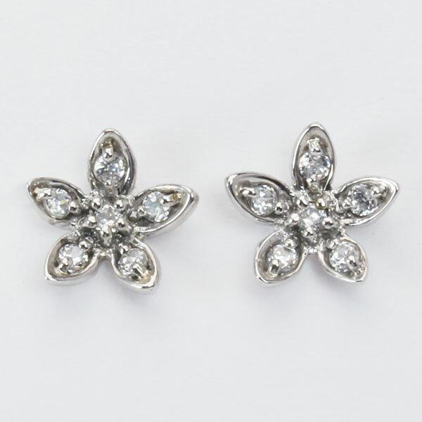 ピアス、ダイヤモンドピアス、ダイヤピアス、ダイヤモンド、ダイヤ、スタッドピアス、フラワー、花、18金、k18、18k、ホワイトゴールド、ペア、レディース、送料無料、プレゼント、ギフト