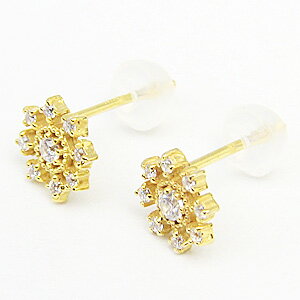 【10%OFF 3/3 20:00より】雪の結晶 ピアス ダイヤモンド 0.12ct k10 ゴールド スタッドピアス スノーフレーク 雪 結晶now 送料無料 普段使い 人気 おすすめ カジュアル トレンド プレゼント ギフト ジュエリー 卒業 入学 ホワイトデー