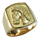 【ポイント10倍】メンズリング 馬 ホース リング 指輪 印台リング ラッキーホース 地金リング メンズ 男性用 ゴールド 18金 k18 送料無料 誕生日 カ...