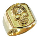 【ポイント10倍】メンズリング スカルリング ダイヤモンド 一粒ダイヤ 印台リング スカル ドクロ 指輪 リング メンズ 男性用 ゴールド 18金 k18 送料...