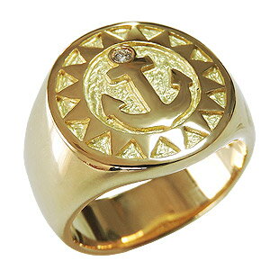 【ポイント10倍】メンズリング マリーナリング 錨 イカリ ダイヤモンドリング 男性用 指輪 印台リング メンズ ゴールド 18金 k18 送料無料 誕生日 カ...