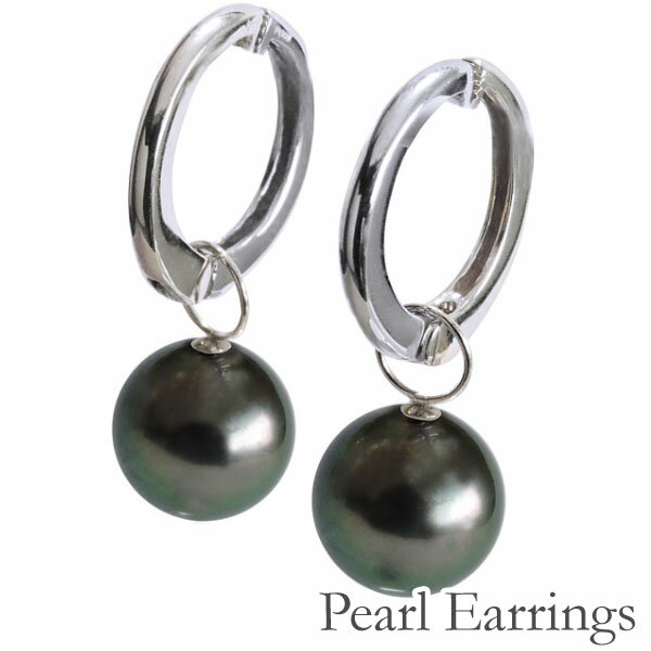 【10%OFF 12/3 20時より】イヤリング ノンホールピアス イヤーカフ イヤーカフス 穴なし ノーホール ピアス風 円型 タヒチ黒蝶真珠 10mm 18...