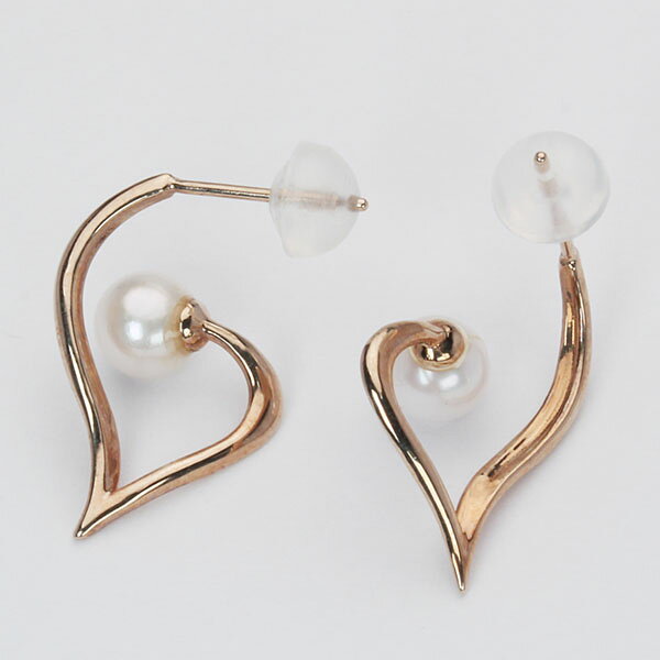 【ただいまポイント10倍中】ハート ピアス パール 真珠 ピンクゴールド 18金 18k k...