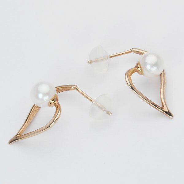 【ただいまポイント10倍中】ハート ピアス パール 真珠 ピンクゴールド 18金 18k k...