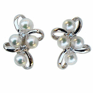 【10%OFF 12/3 20時より】ベビーパール イヤリング あこや本真珠 3.5-4mm パールイヤリング ダイヤモンド 0.04ct ホワイトゴールド マ...