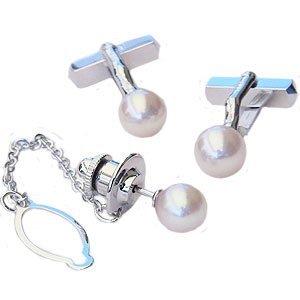 真珠 パール タイタック カフス セット あこや本真珠 7-7.5mm SV シルバー 送料無料 父の日 バレンタイン アクセサリー ジュエリー 人気 おすすめ カジュアル トレンド プレゼント ギフト 記念日