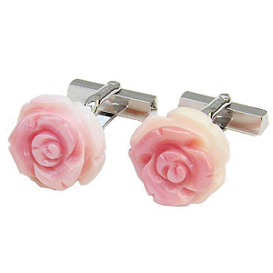 【10%OFF 12/3 20時より】カフス カフスボタン メンズ 男性用 メンズカフス コンクシェル コンク 薔薇 バラ ばら 送料無料 プレゼント ギフト ...