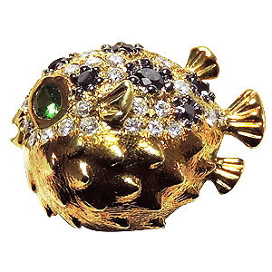 【ポイント10倍】ブローチ ふぐ メンズ 男性用 フグ ピンズ 河豚 ラペルピン ダイヤモンド k18 メンズ 送料無料 おすすめ カジュアル トレンド プレゼ...