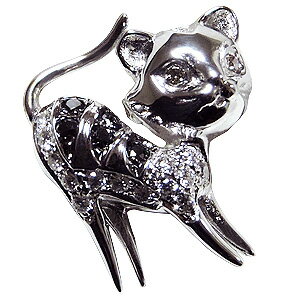 【ポイント10倍】ブローチ 猫 ねこ メンズ 男性用 ネコ ピンズ CAT ラペルピン ダイヤモンド k18 ホワイトゴールド メンズ 送料無料 人気 おすすめ...