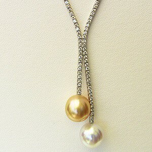 【10%OFF 12/3 20時より】真珠 パール ネックレス 南洋白蝶真珠 ダイヤモンド パール 10mm ゴールド/ k18 ホワイトゴールド 送料無料 カ...