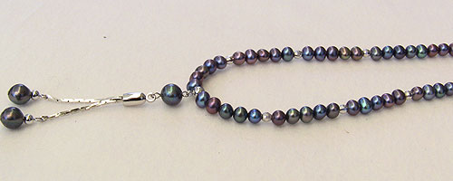 真珠ネックレス パールネックレス 淡水真珠 グリーン・パープル系 タッセル ライス形 全長約43cm アジャスターチェーン付 送料無料 カジュアル 人気 フォーマル ブライダル おすすめ プレゼント ギフト ジュエリー ブラックフライデー