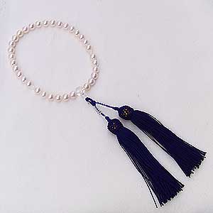 【10%OFF 12/3 20時より】アコヤ本真珠 念珠パール数珠 7.5mm 房紫紺 セミラウンド 念珠ケース付 送料無料 人気 おすすめ カジュアル トレン...