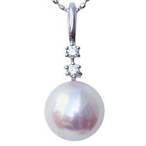 【10%OFF 12/3 20時より】真珠 パール ペンダントトップ ペンダント あこや本真珠 直径8.5mm ダイヤモンド 0.07ct k18 ホワイトゴー...