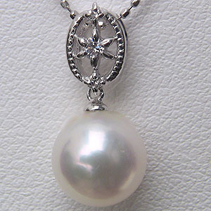 【10%OFF 12/3 20時より】アコヤ本真珠 ペンダントトップ ヘッド k18 ホワイトゴールド ダイヤモンド 0.05ct パール 8mm 送料無料 人...