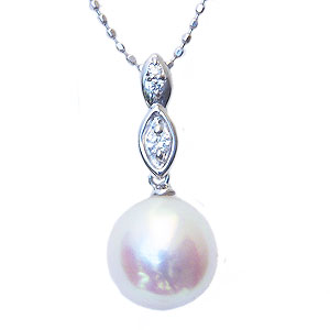 【10%OFF 12/3 20時より】真珠 パール ペンダントトップ あこや本真珠 8.5mm k18 ホワイトゴールド ダイヤモンド 0.02ct 送料無料 ...