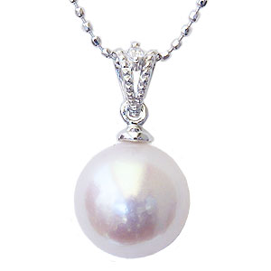 【10%OFF 12/3 20時より】パールペンダントトップ 真珠 パール あこや本真珠 9mm アコヤ ダイヤモンド 0.01ct k18 ホワイトゴールド ...