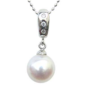 【10%OFF 12/3 20時より】ペンダント あこや真珠パール ホワイトゴールド ネックレス ダイヤモンド ペンダントトップ ネックレスペンダント 人気 お...