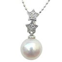 【10%OFF 12/3 20時より】ペンダントトップ ダイヤ あこや真珠パール ホワイトゴールド ネックレス ダイヤモンド 星 人気 おすすめ カジュアル ト...