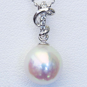 【10%OFF 12/3 20時より】ペンダントトップ ダイヤ ネックレスペンダントパール 真珠 ペンダント あこや本真珠 直径8.5mm アコヤ ダイヤモンド...