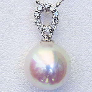 【10%OFF 12/3 20時より】パール ペンダントトップ あこや本真珠 直径8mm アコヤ ダイヤモンド 0.05ct k18 ホワイトゴールド 送料無料...