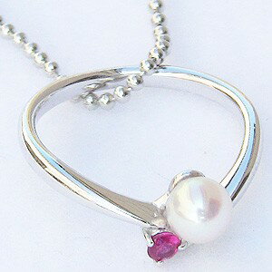 【ポイント10倍】パールリング 真珠リング 真珠 リング ベビーリング ルビー アコヤ 真珠 アコヤ真珠 ネックレス ペンダント k18 ホワイトゴールド 7月...